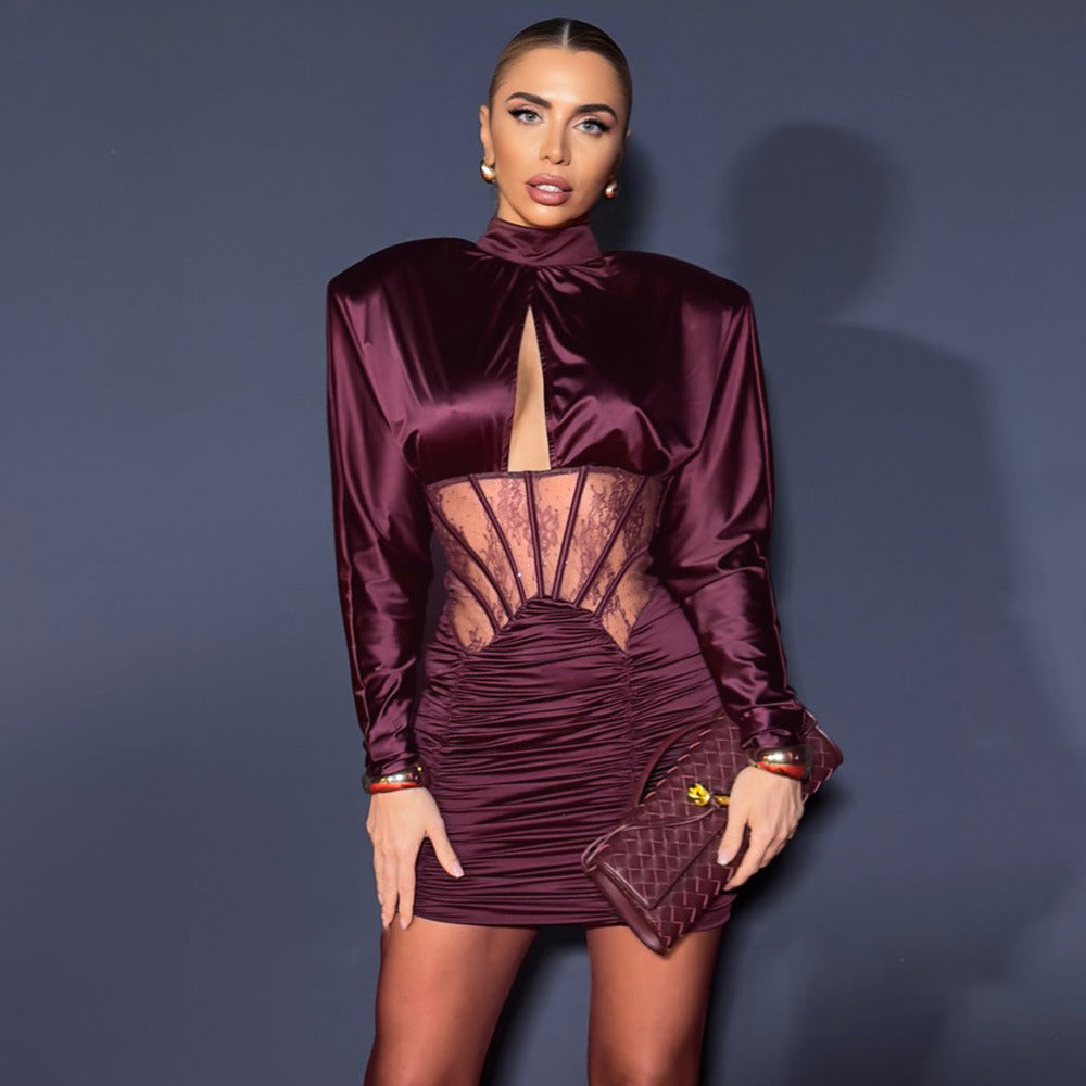 Katanga Sexy Tight Elastic Satin Hip Elegant Dress