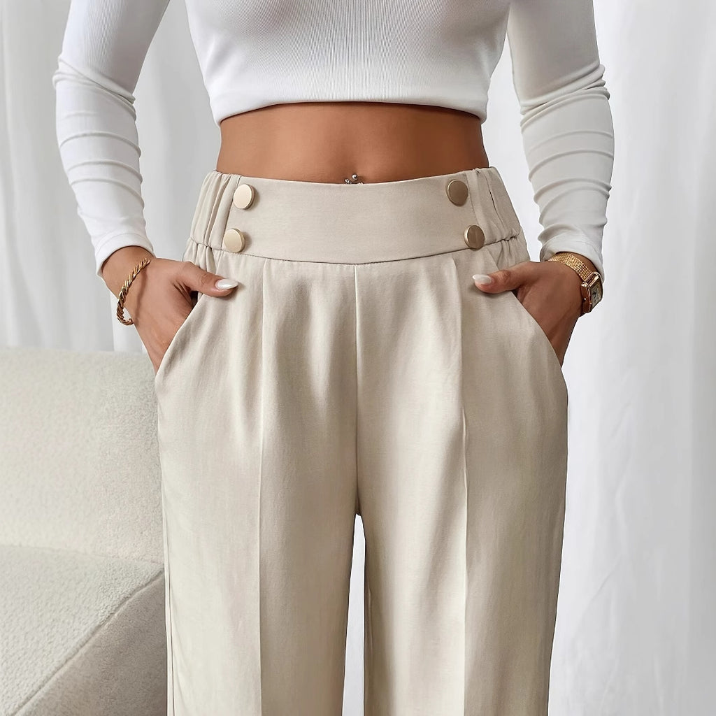 Draping Mop Casual Pants High Waist Trousers Loose Straight Women Special Interest Design Solid Color Trousers