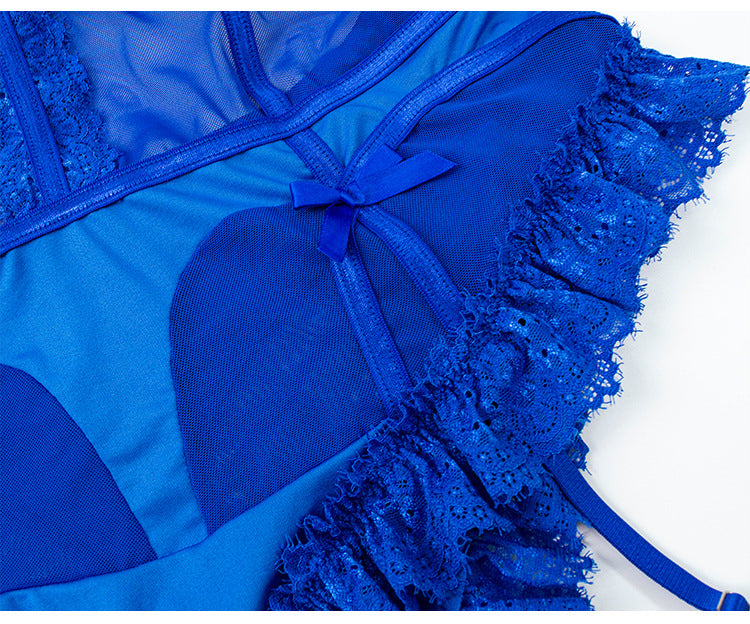 Plus Size Women Sexy Underwear Lace Cutout Suspenders Jumpsuit Sexy Clothing