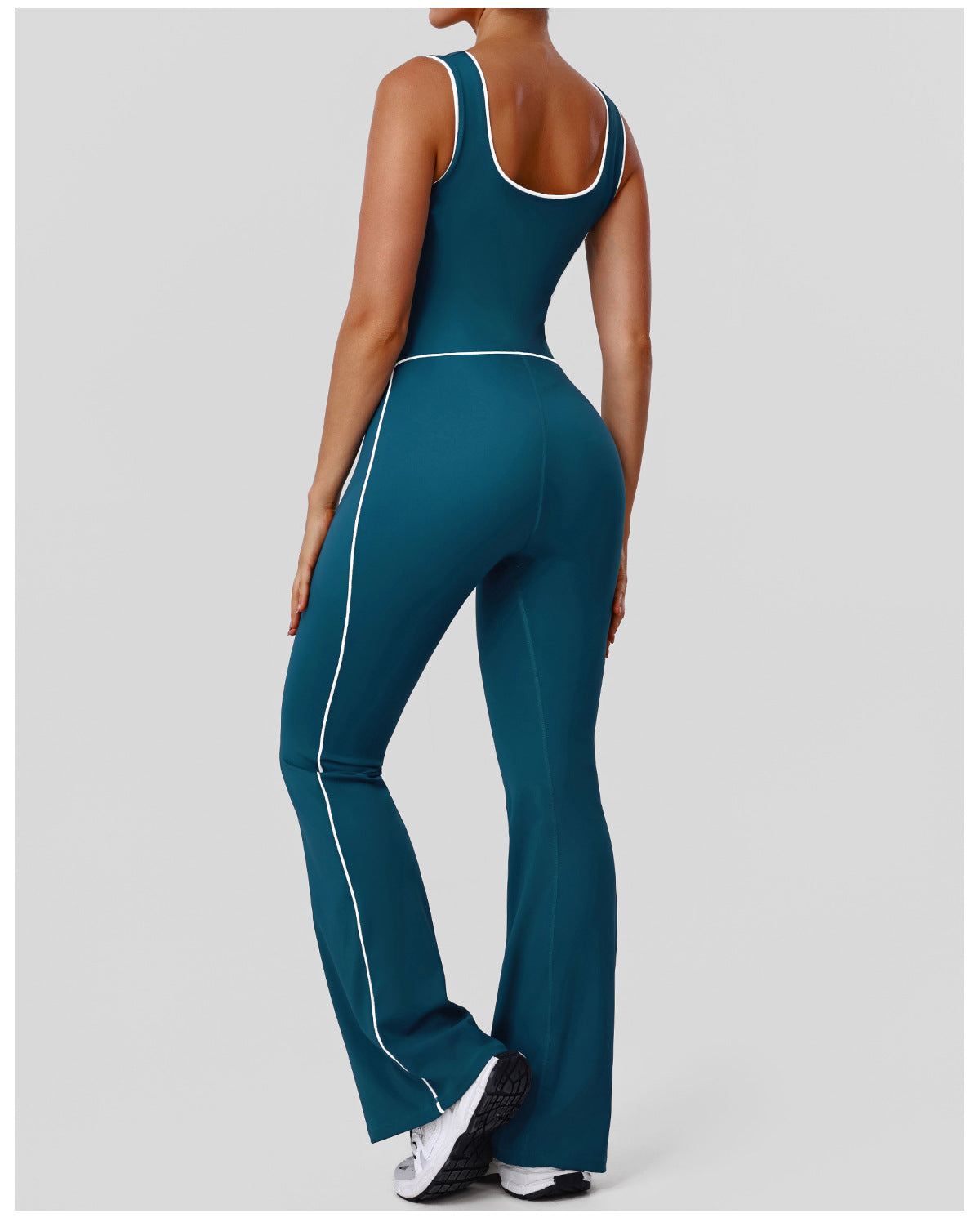 Hollow Out Cutout Contrast Color Shaping Yoga Bodysuit Peach Hip Micro Pull Jumpsuit Fitness Sportswear with Pad
