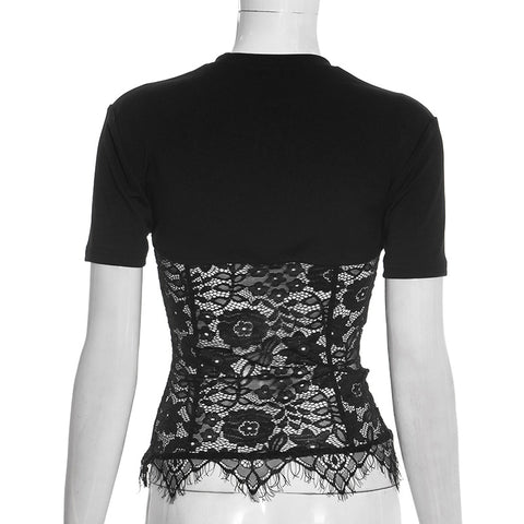 Women round Neck Shoulder See through