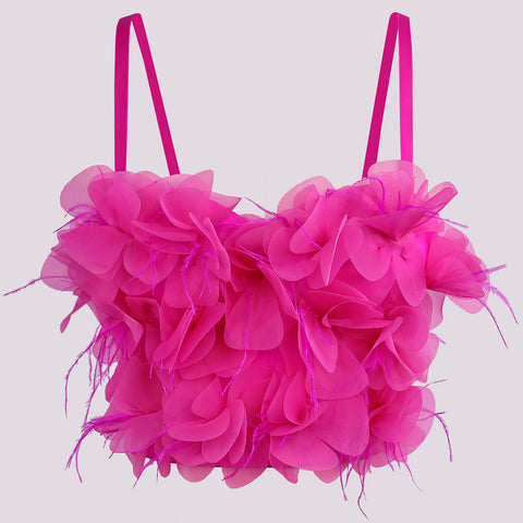 Women Top Floral Stitching Feather Corset