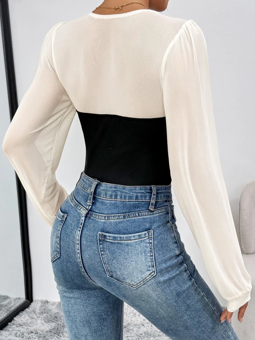 Westchester Knitting Long Sleeve Fall Slim Fit Contrast Colors Elegant Top