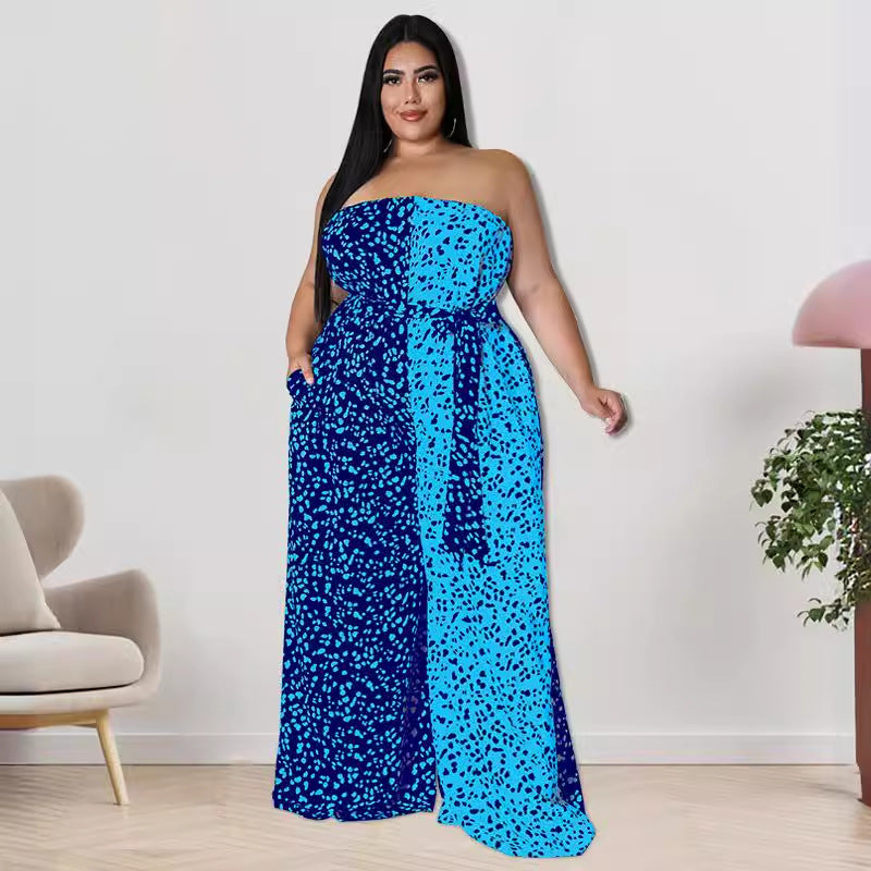 Plus Size Women Clothes off the Shoulder Spring Tube Jumpsuit