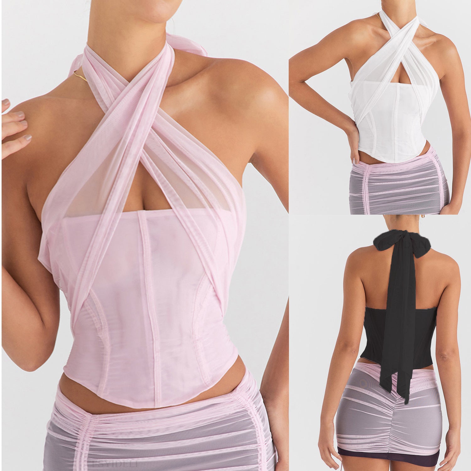 women Corset Tank Cross Tied Slim Fit
