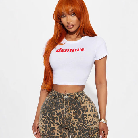 Slim Fit Sexy round Neck Cropped  Sleeve