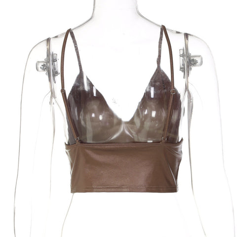 Women Sexy V neck Slim Crop Spaghetti Strap
