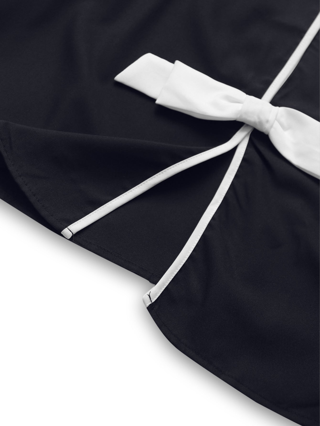 Chanel Coat Polo Collar Black Short Coat Bow Top