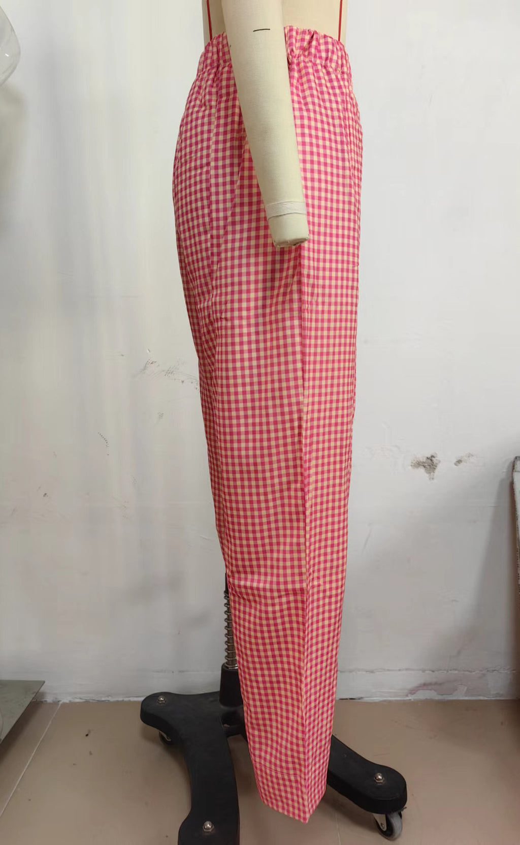 Plaid Straight Leg Pants Summer Women Thin High Waist Drooping Casual Walking Pants