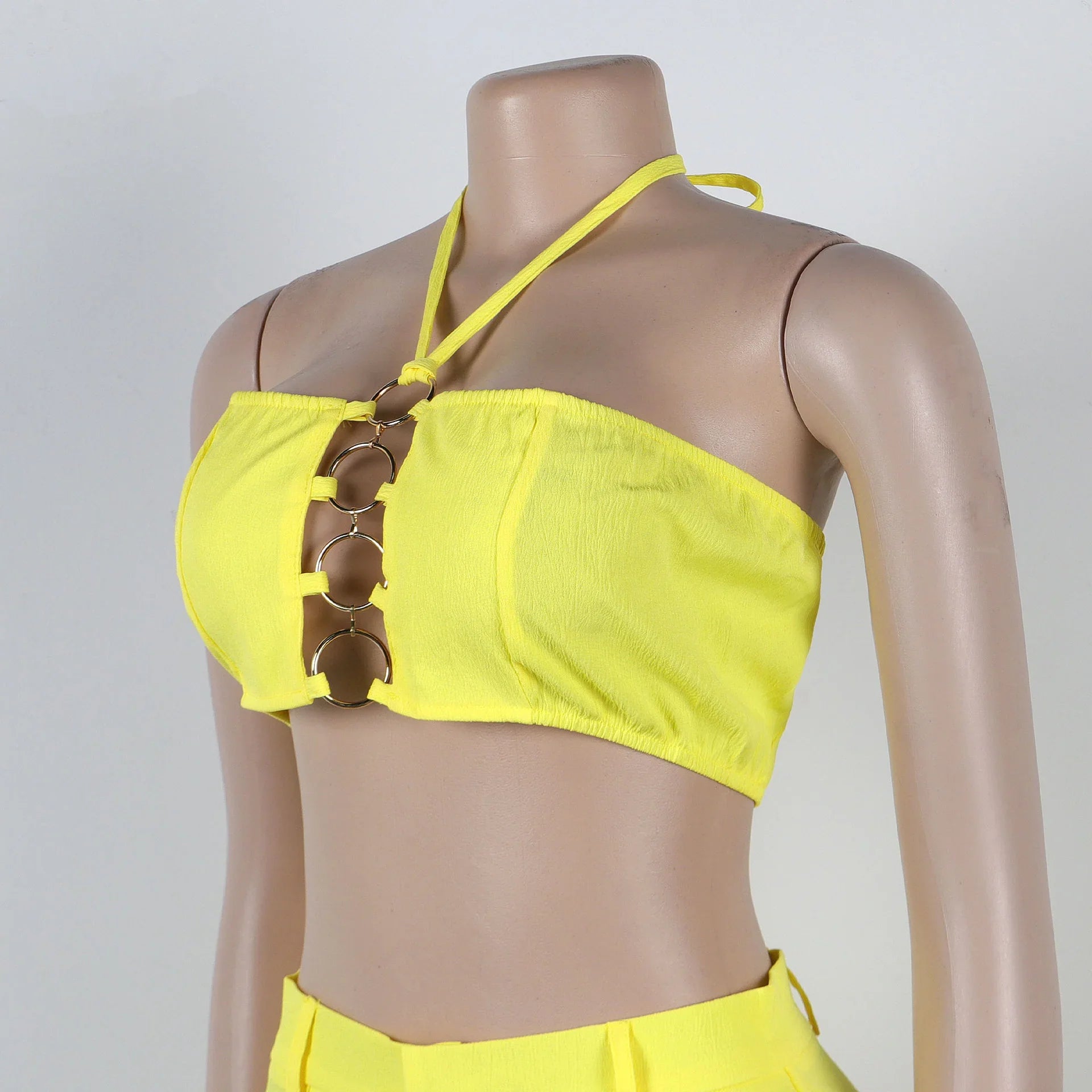 Beacon Falls Sleeveless Strapless Wide Leg Hole Hollow Out Two Piece Set