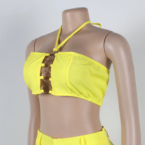 Beacon Falls Sleeveless Strapless Wide Leg Hole Hollow Out Two Piece Set