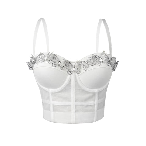 Sabana Perdida Three Dimensional Butterfly Decorative Camisole Mesh Sexy Top
