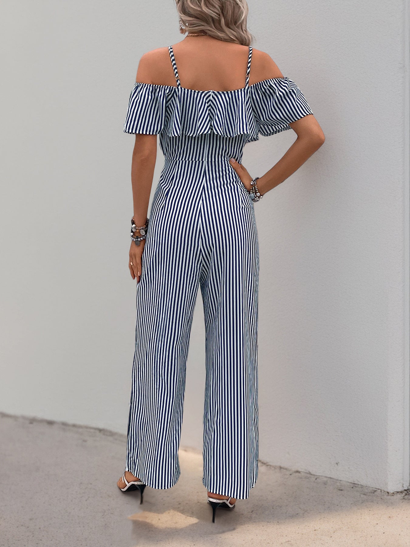Pants Summer Striped Spaghetti Straps Wide Leg Jumpsuit Women
