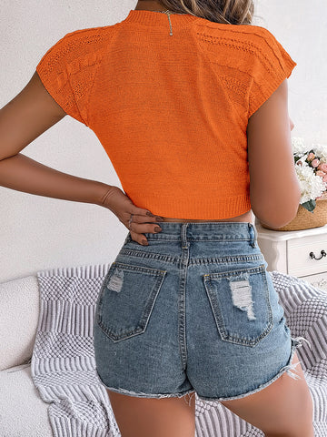 Spring Casual Solid Sleeve Cropped Women