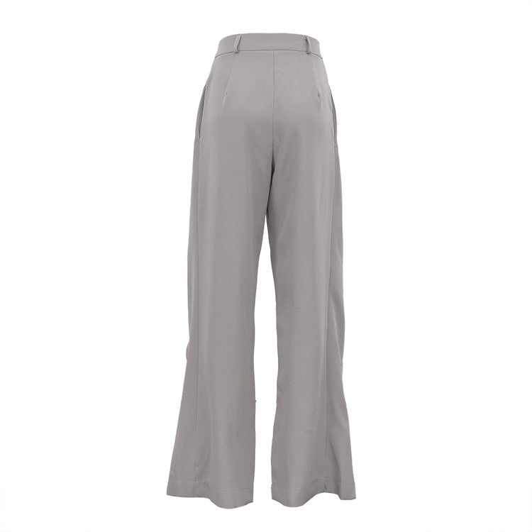 French Minority Design High Waist Trousers Women Clothing Spring Loose Irregular Asymmetric Casual Wide Leg Pants
