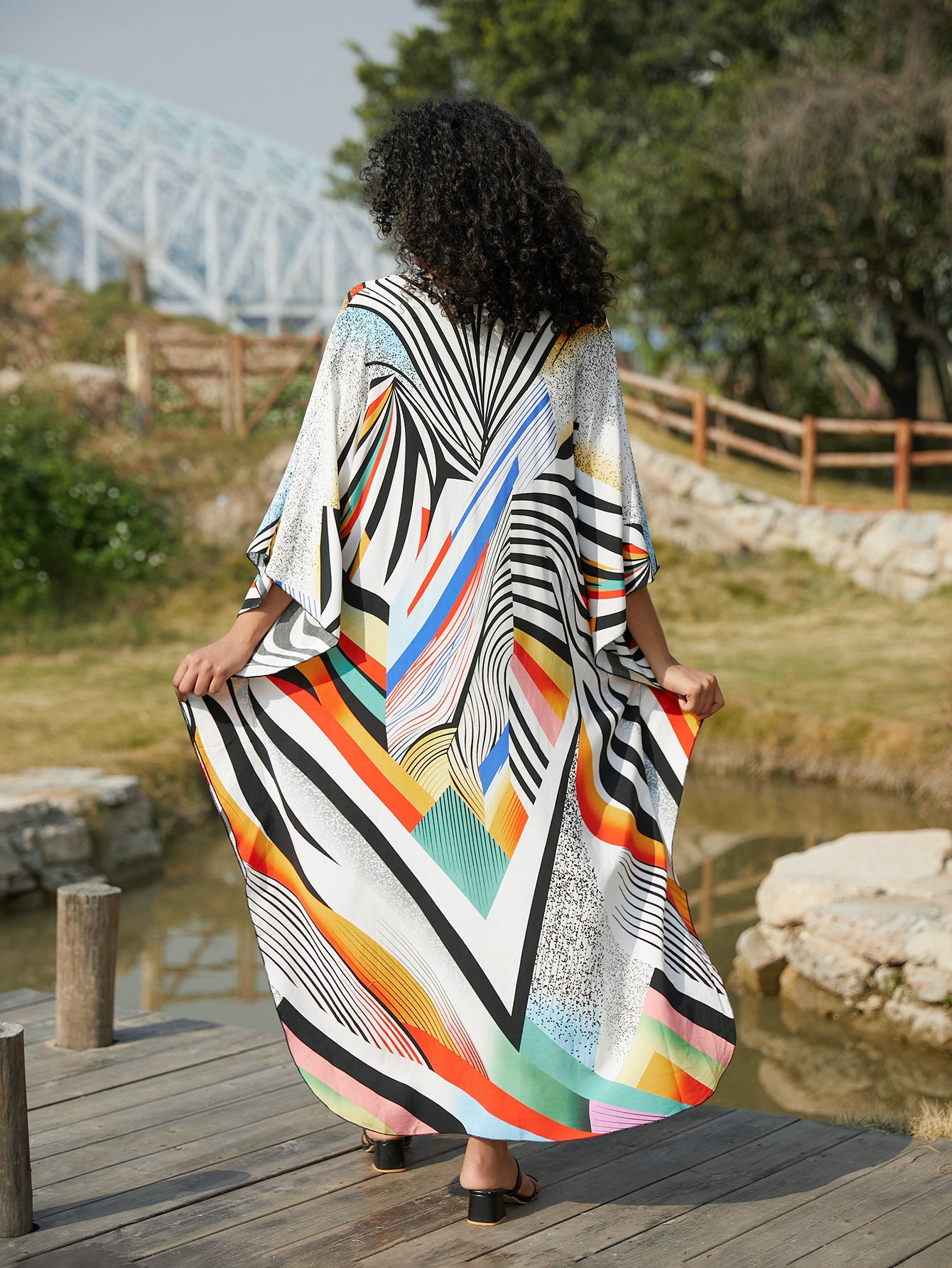 Rayon Print Holiday Loose plus Size Maxi Beach Jumpsuit Robe Women Beach Cover Up