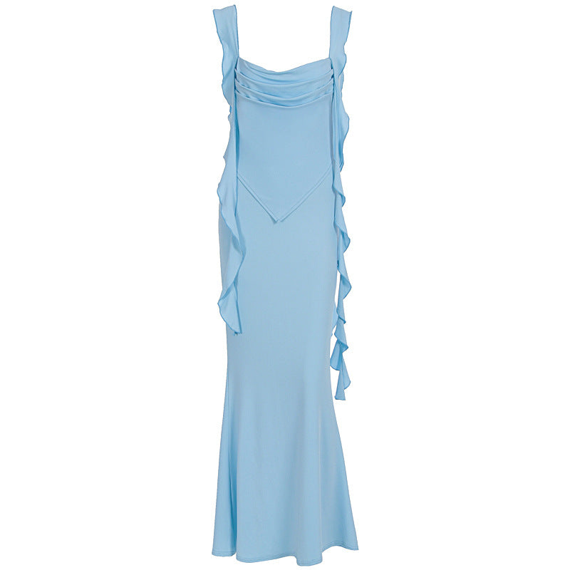 Delaware Sexy Suspenders Tube Ruffled Ribbon Dress