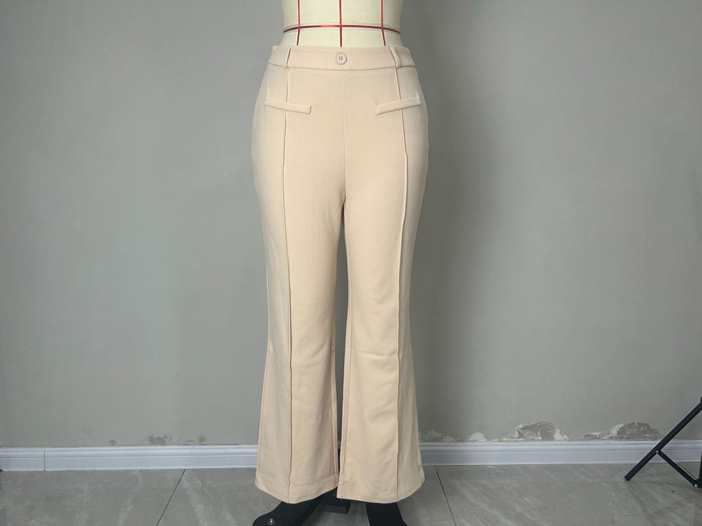 Women Bootcut Pants Front Pocket Decorative Stretch Slim Work Pant