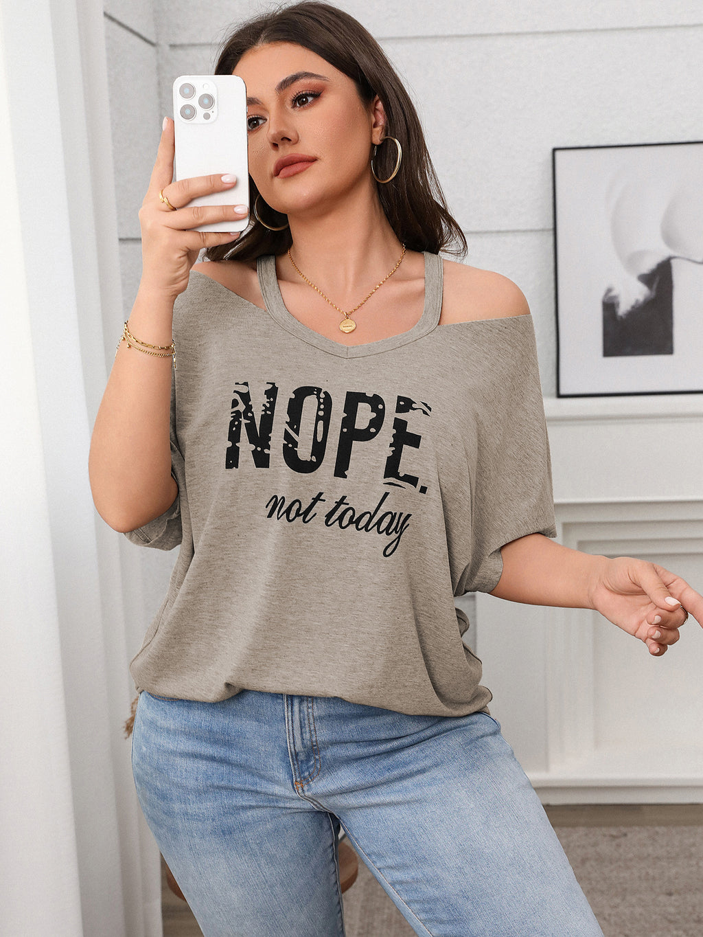Plus Size Spring Casual Women Clothing Shor Sleeved off Shoulder Top for Women