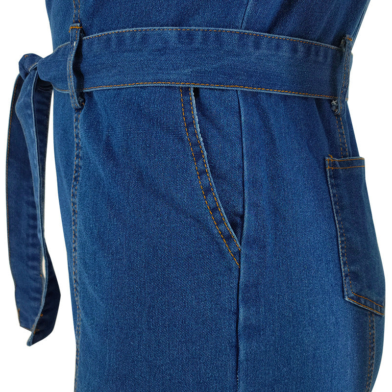 Plus Size Women Clothing Summer Sleeve Jumpsuit