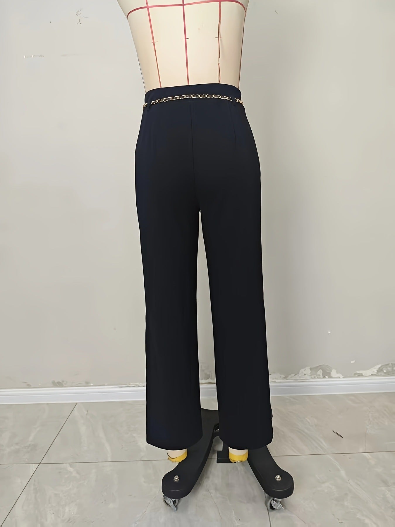 Black High Waist Drape Work Pant Office All Matching Slimming Straight Pants Workplace Elegant Cropped Pants