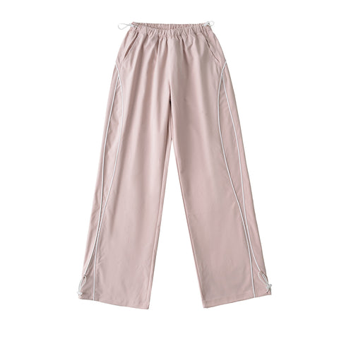 Sports Straight Casual Pants Women Summer Sexy Loose Slimming Drawstring Ankle Tied Wide Leg Pants