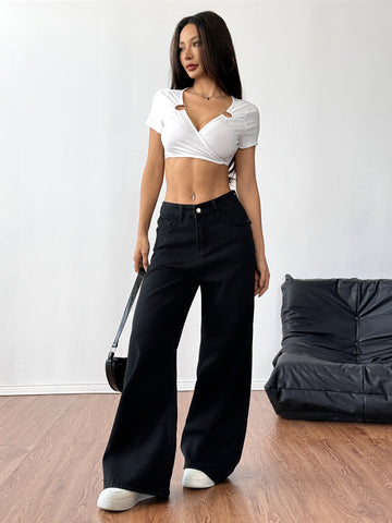 Women Simple Summer Slim Cropped