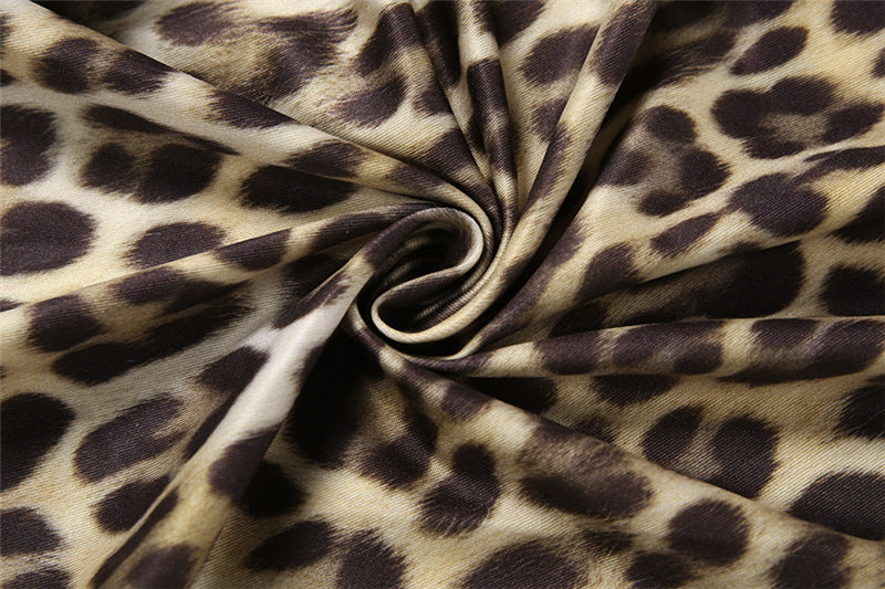 Spring Women Clothes Personality round Neck High Waist Slim Fit Backless Leopard Print Long Sleeve Jumpsuit Women