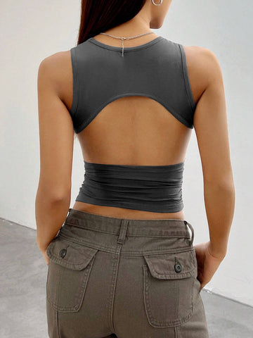 Women Spring  Solid Tight Sleeveless Vest