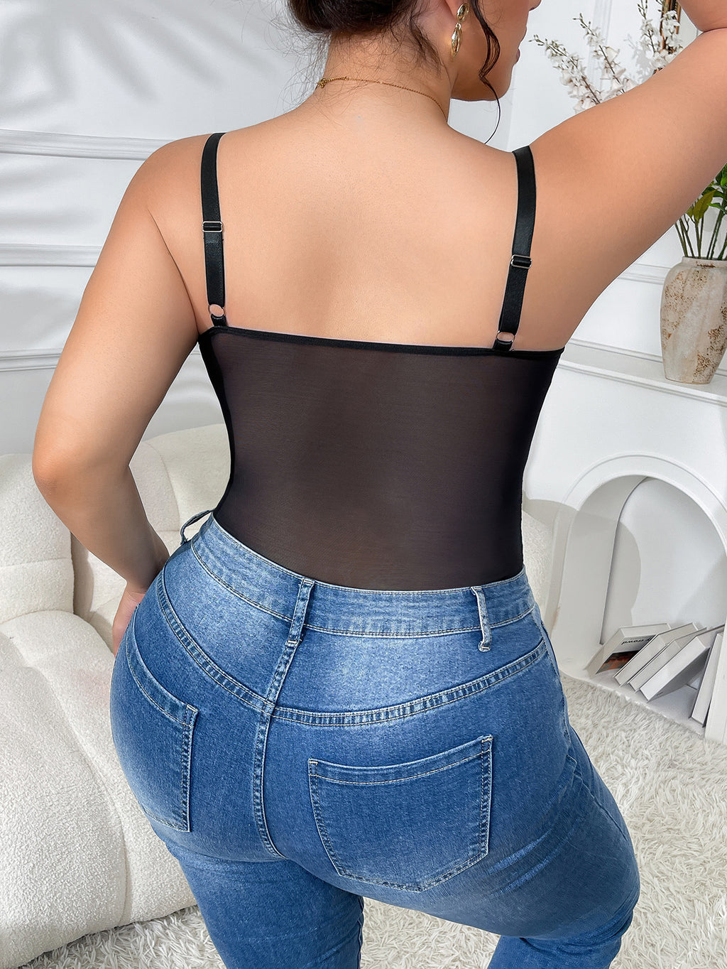 Plus Size Sexy Free Plump Girls Lace Hollow Out Cutout out Jumpsuit Outer Wear Inner Wear Sling Boning Corset
