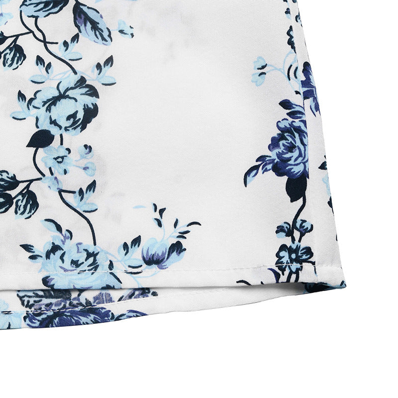French Vacation Tube Top Floral Printed Wide Leg Jumpsuit