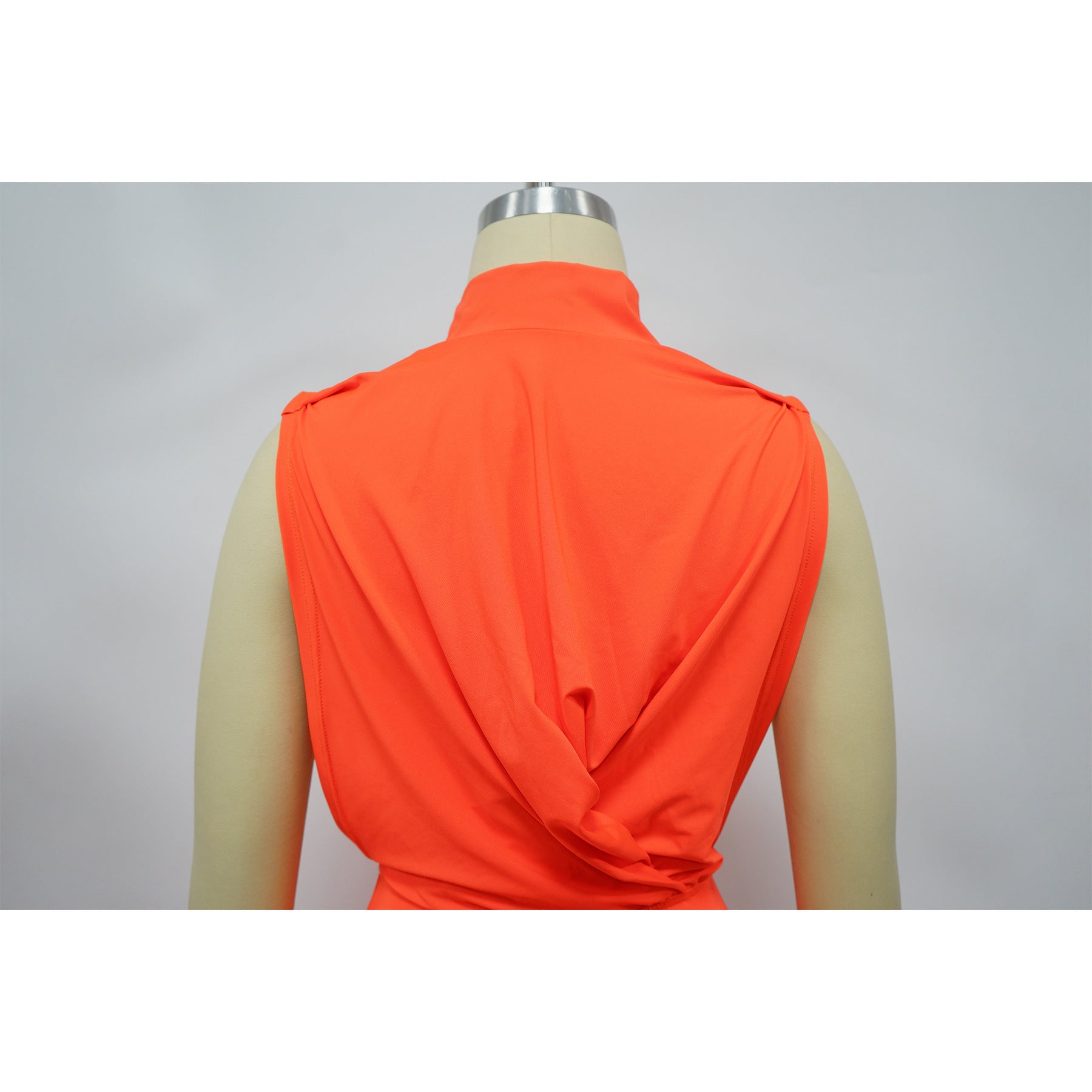 Georgia O-neck High Split Ruched Stacked Bodycon Midi Maxi Dress