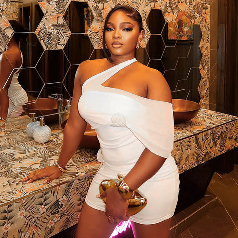 La Playa Micro Transparent Splicing Package Hip Dress One Shoulder Tube