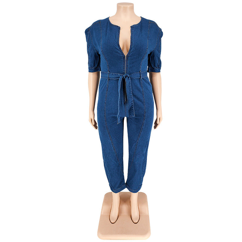Plus Size Women Clothing Summer Sleeve Jumpsuit