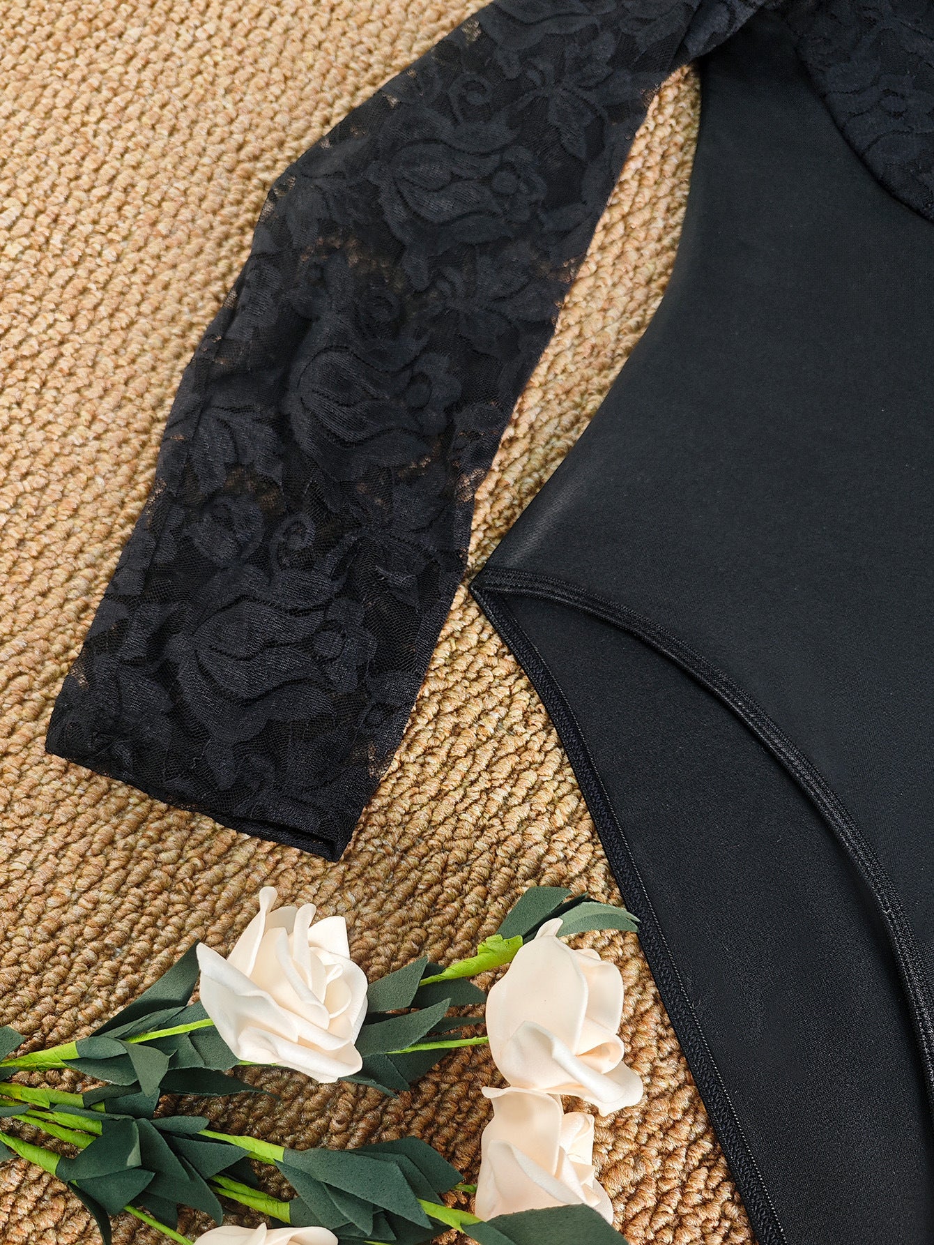 Plus Size Arrival Lace One Piece Underwear See through Sexy Open Crotch Jumpsuit Hollow Out Cutout out Outdoor All Matching