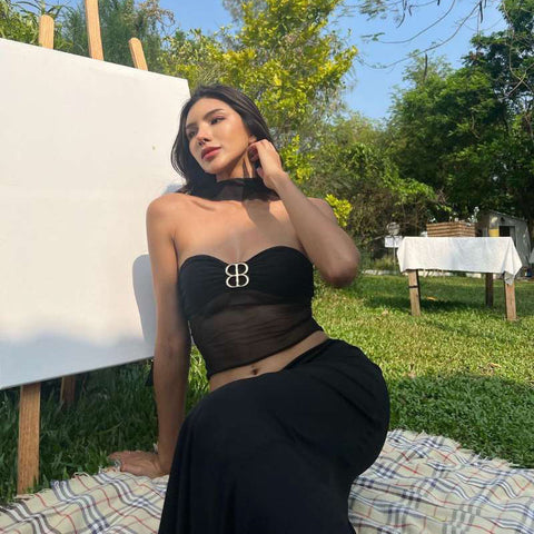 Halter Off Neck Low Cut See through