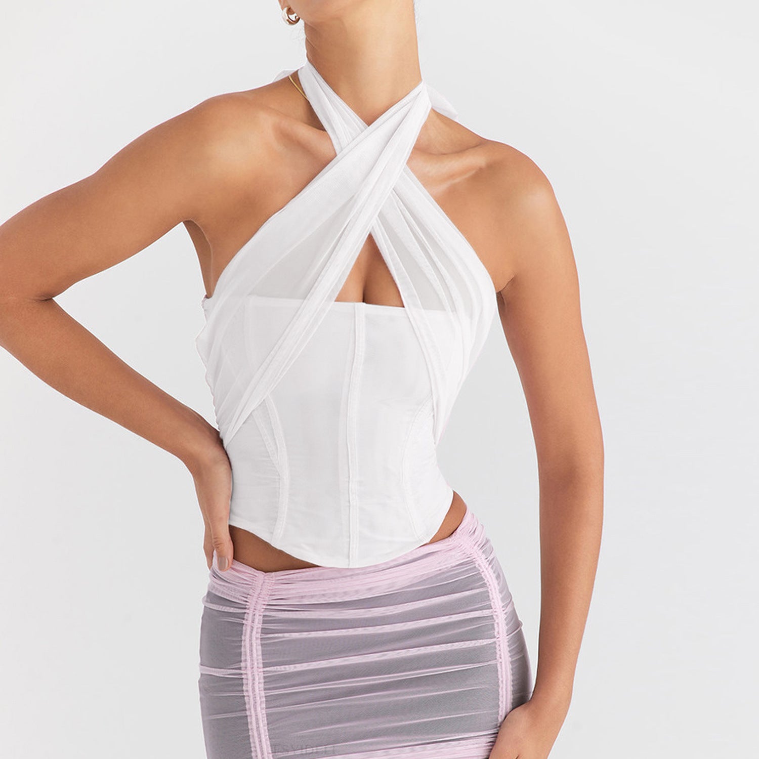women Corset Tank Cross Tied Slim Fit