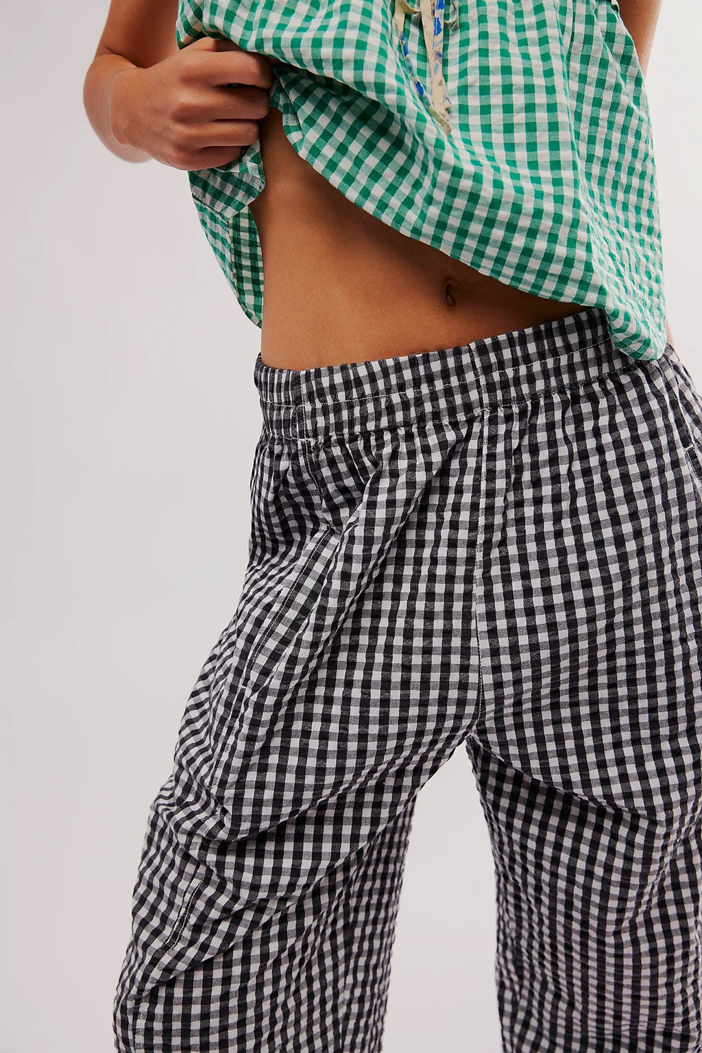 Plaid Straight Leg Pants Summer Women Thin High Waist Drooping Casual Walking Pants