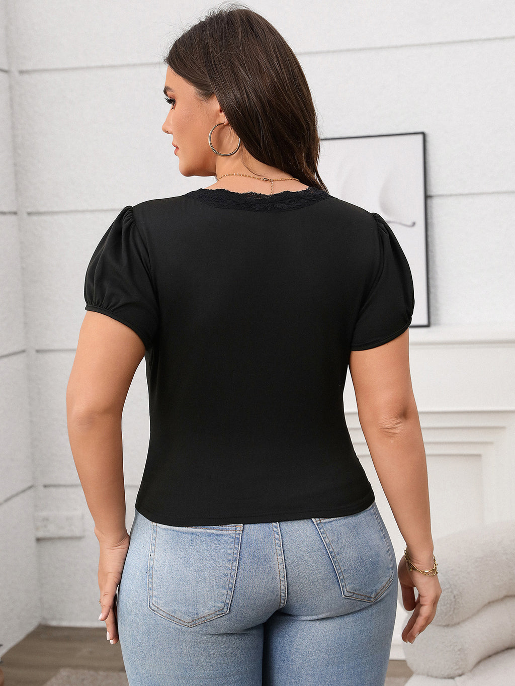 Shoulder Knitted T shirt Women Summer Lace Collar Slim Fitting T shirt Top