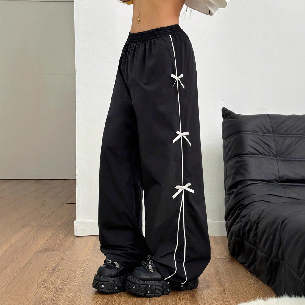 Elastic Waist Small Straight Leg Pants Loose Design Slimming Autumn Winter Casual Pants