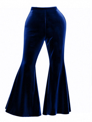 Autumn Winter All Matching Metal Decoration Plus Size Pleuche Wide Leg Pants Casual Pants