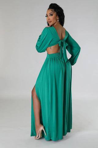 Los Patos Deep V Plunge Neck Solid Color Sexy Waist Hollow Cutout Dress