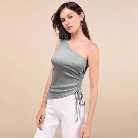 Women Shoulder Solid Sleeveless Slim Fit