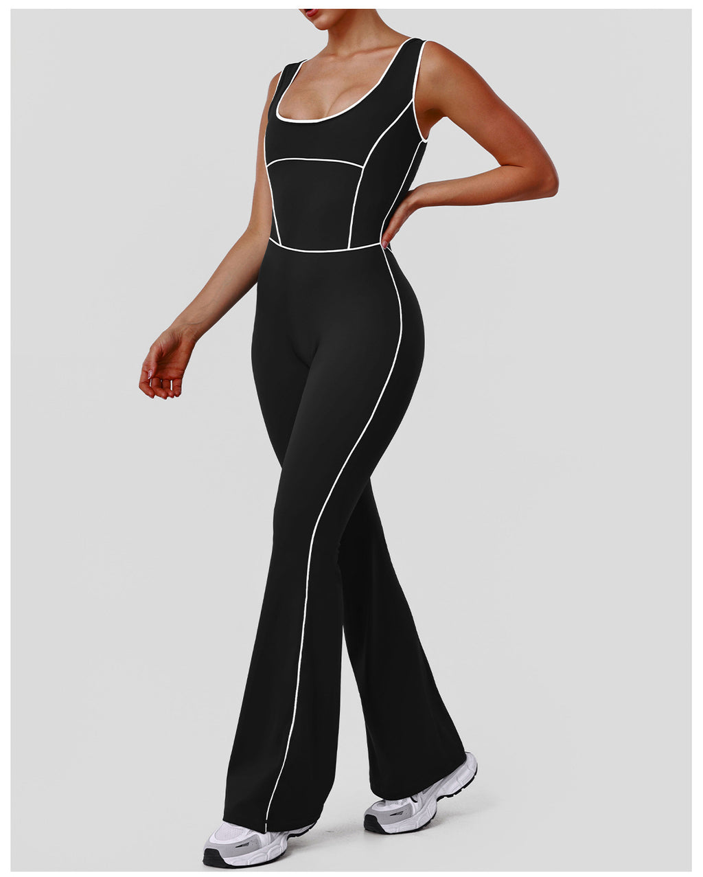 Hollow Out Cutout Contrast Color Shaping Yoga Bodysuit Peach Hip Micro Pull Jumpsuit Fitness Sportswear with Pad