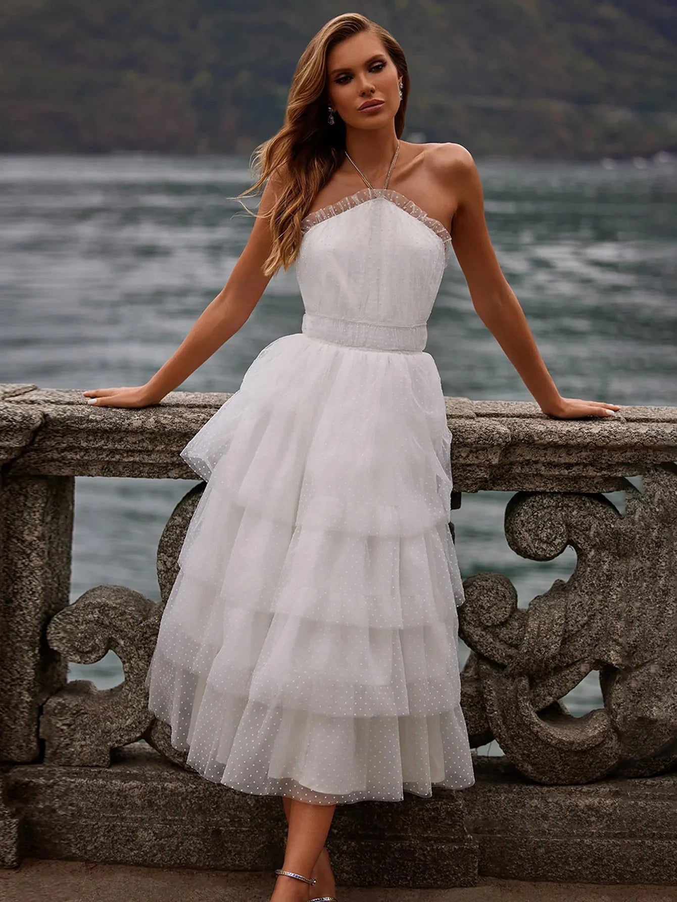 Estafanie Women Sleeveless Halter Dress Backless Dress