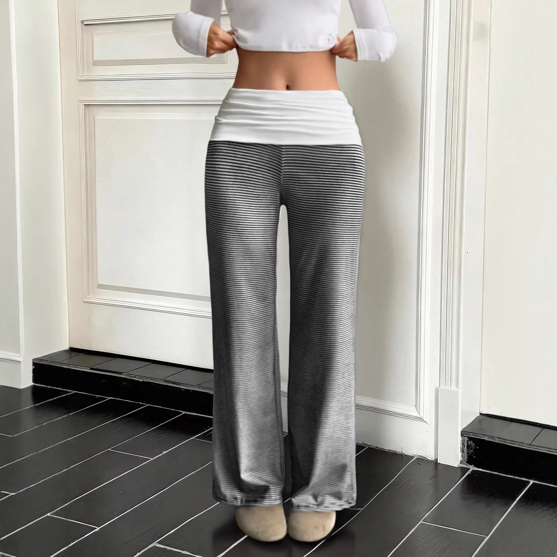 Slimming Commuting High Grade Women Summer Women Pants Lazy Small Straight Loose Casual Pants
