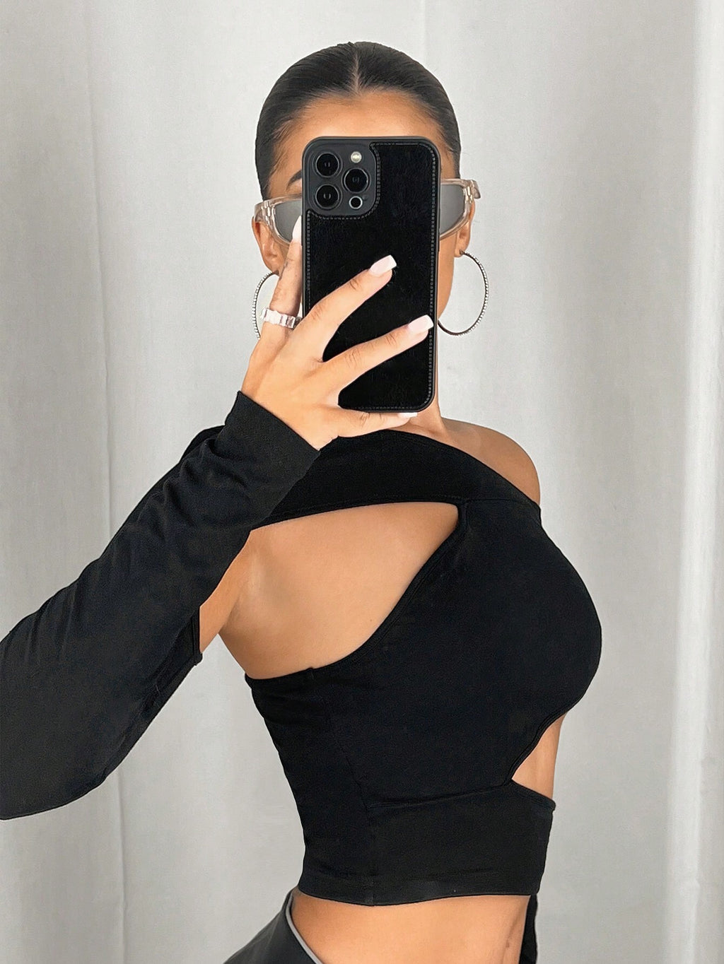 Women Trendy Asymmetric One Shoulder Long Sleeve