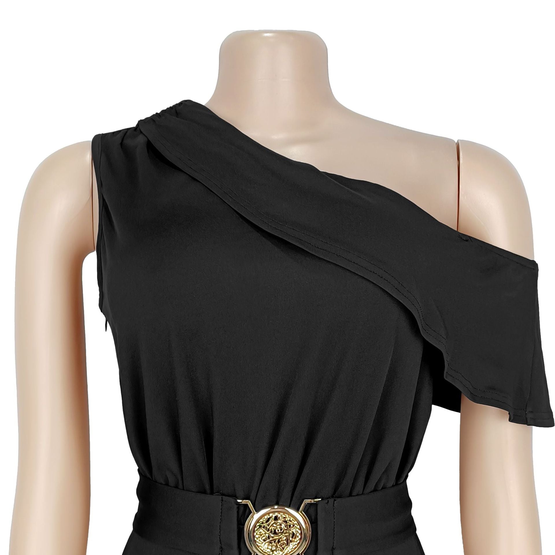 Women Wear Elegant Shoulder Belt Solid Color Jumpsuit