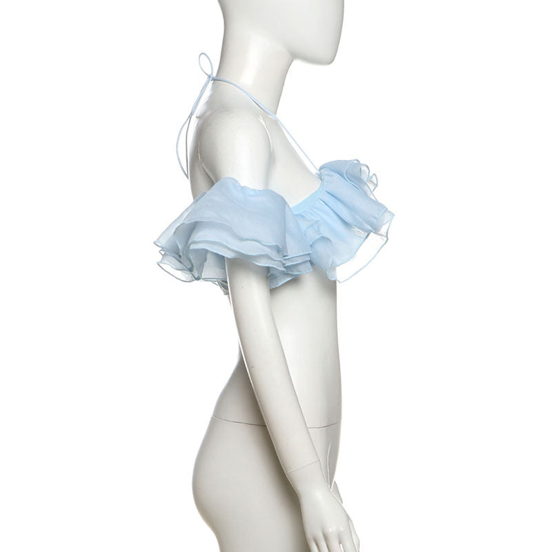 Summer Women Halter Cropped Wrapped Sleeve