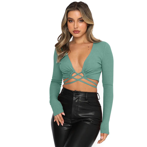 Long Spring Deep V Plunge Strap Sexy